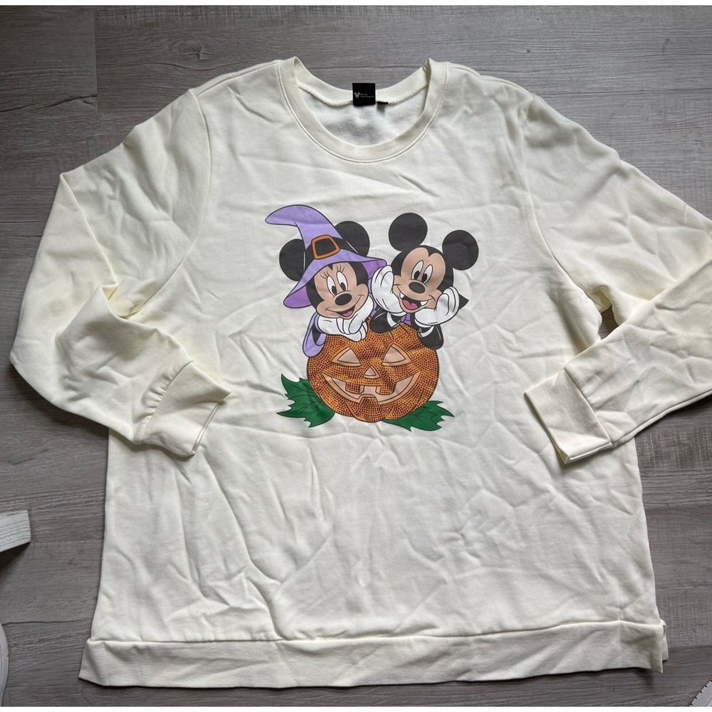 NWOT Disney women's 18/20 crewneck sweater Halloween Mickey Minnie Mouse